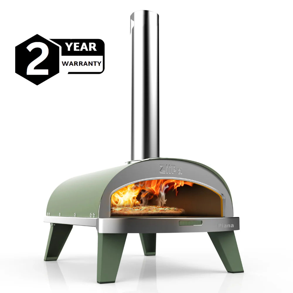 ZiiPa Piana portable pizza oven with 2-year warranty badge