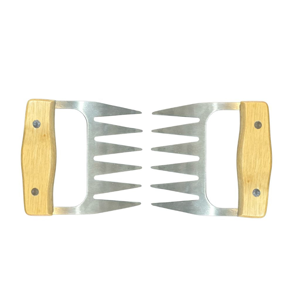 Stainless steel meat shredding claws with wooden handle for BBQ pulled pork