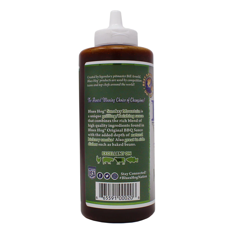 Blues Hog Smokey Mountain BBQ Sauce 680g back label ingredients and nutrition information