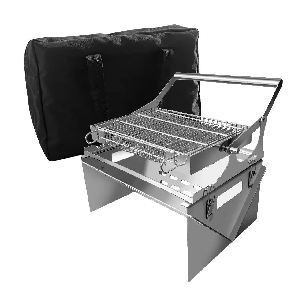 Compact Flip Grill packed with included carry case for portability