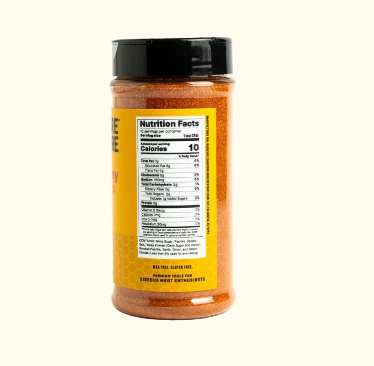 Nutrition facts label on Hardcore Carnivore Hot Honey Butter Mix jar