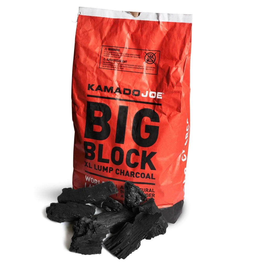 Kamado Joe Big Block XL lump charcoal bag with large charcoal pieces