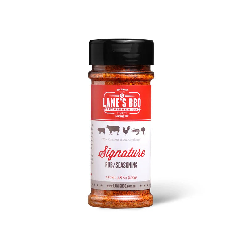 Lane’s Signature BBQ Rub bottle front view on white background