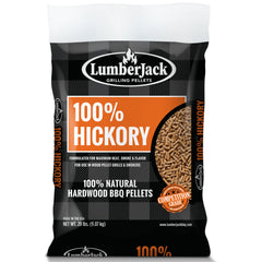 Lumberjack 100% Hickory BBQ grilling pellets 9.07 kg bag, front
