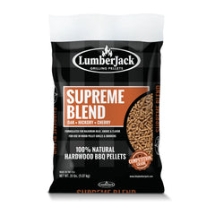 Lumberjack Supreme Blend (oak, hickory, cherry) pellets 9.07 kg bag, front