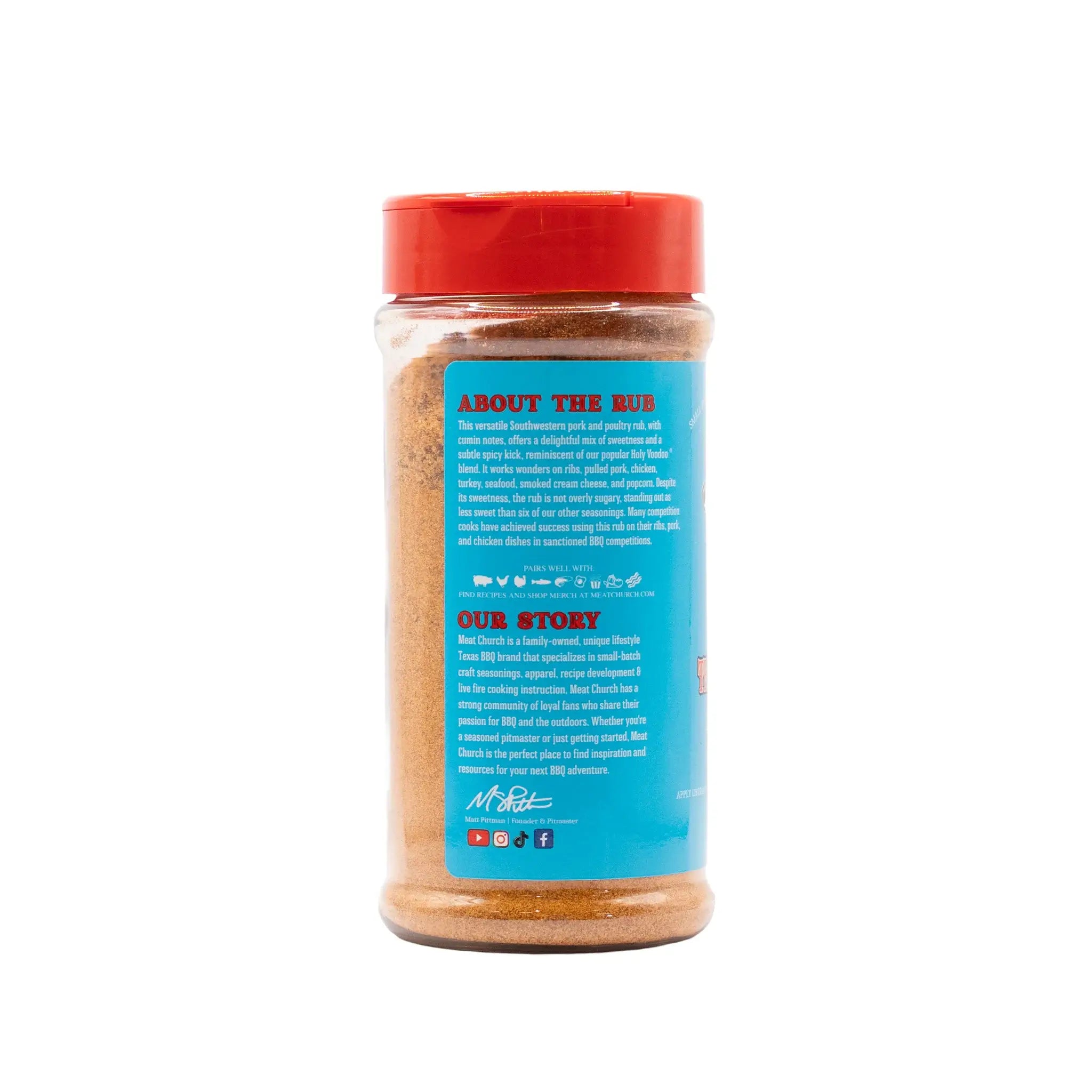 Meat Church Texas Sugar BBQ Rub back label and product information