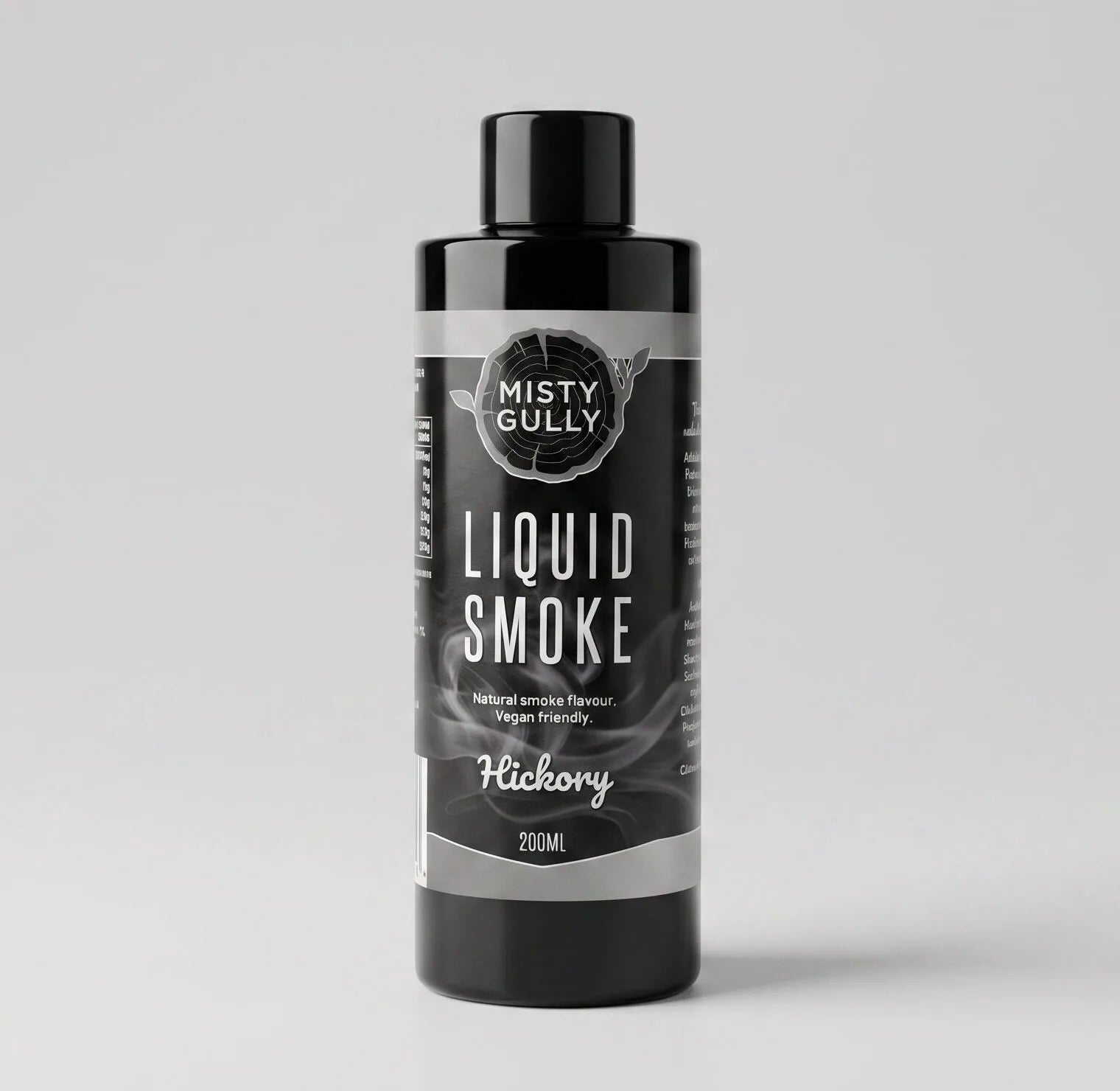 Misty Gully Hickory Liquid Smoke 200ml bottle for BBQ cooking, jerky making and smoky flavouring