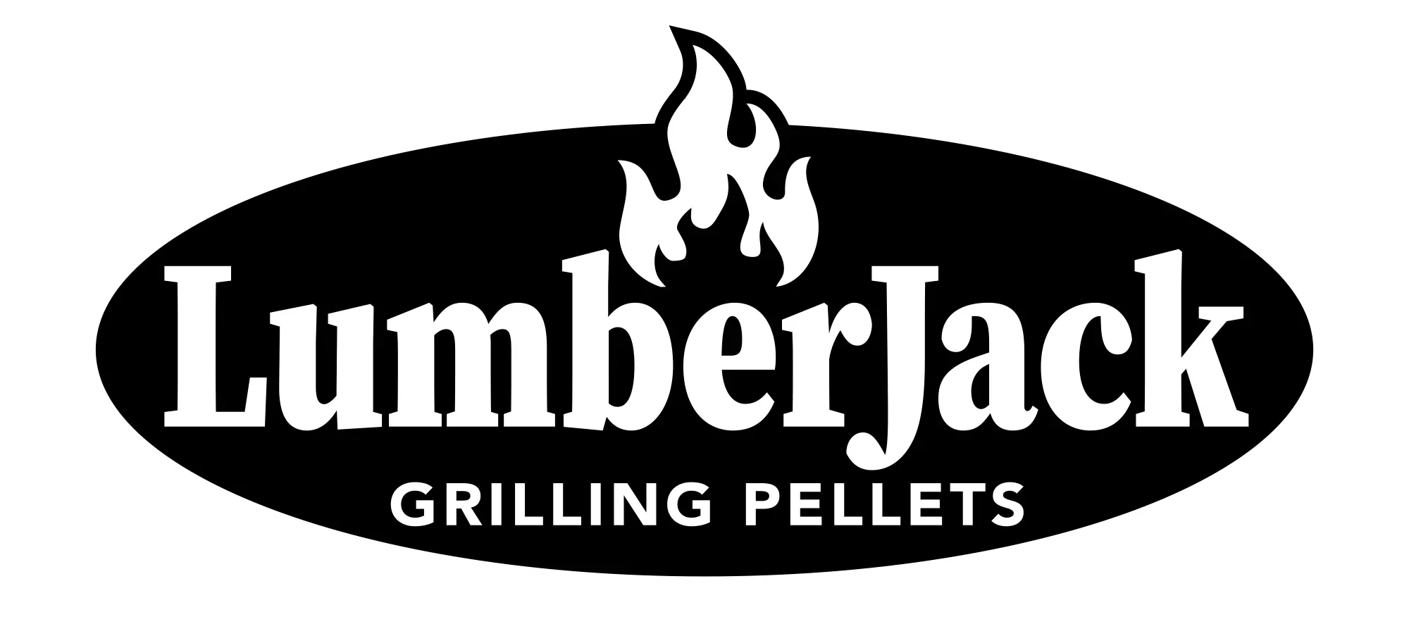 lumberjack wood pellets logo black and white on white background