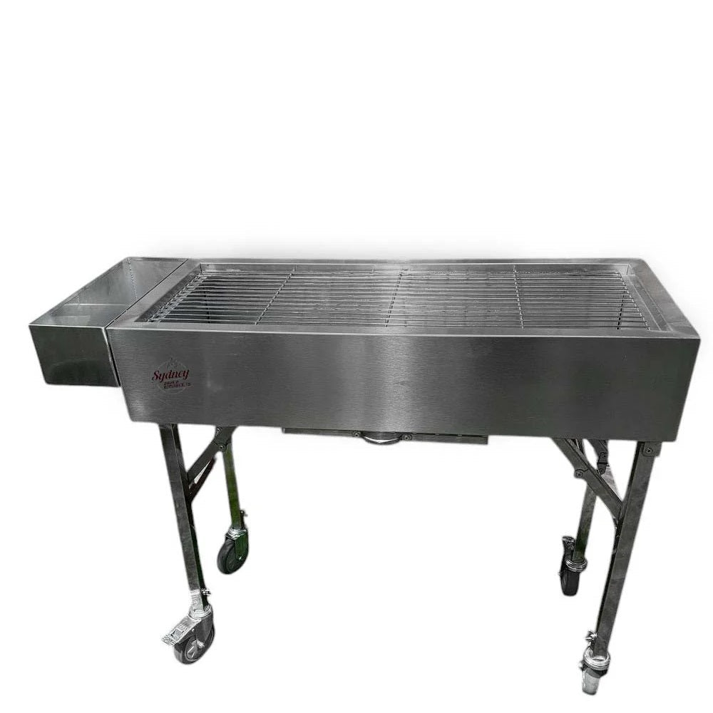 portable fold up charcoal bbq with a white background
