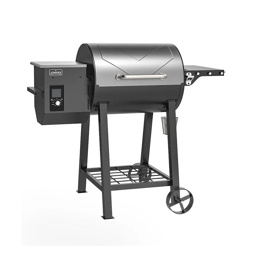 A smoke pellet grill front view