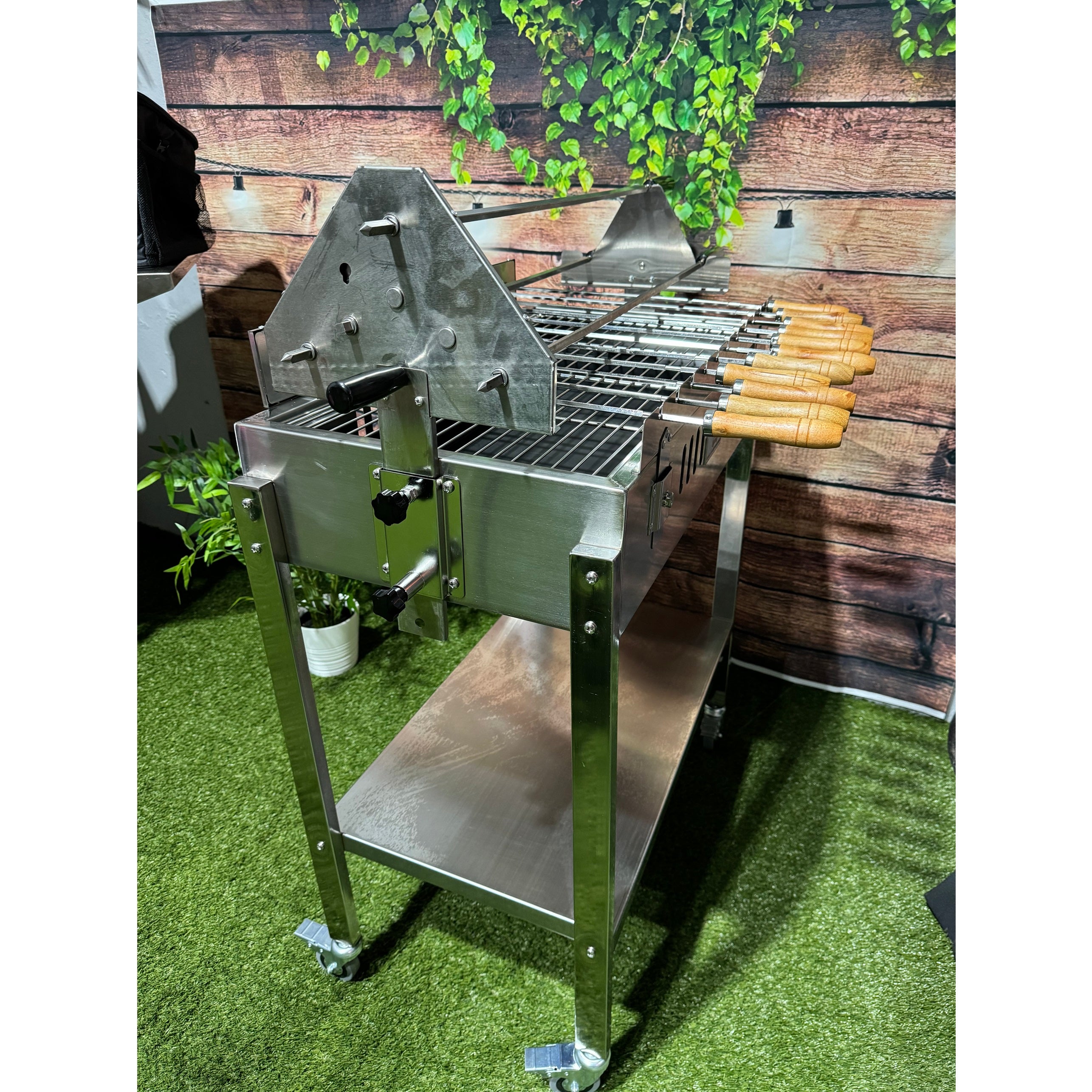 mini cyprus spit rotisserie grill left view