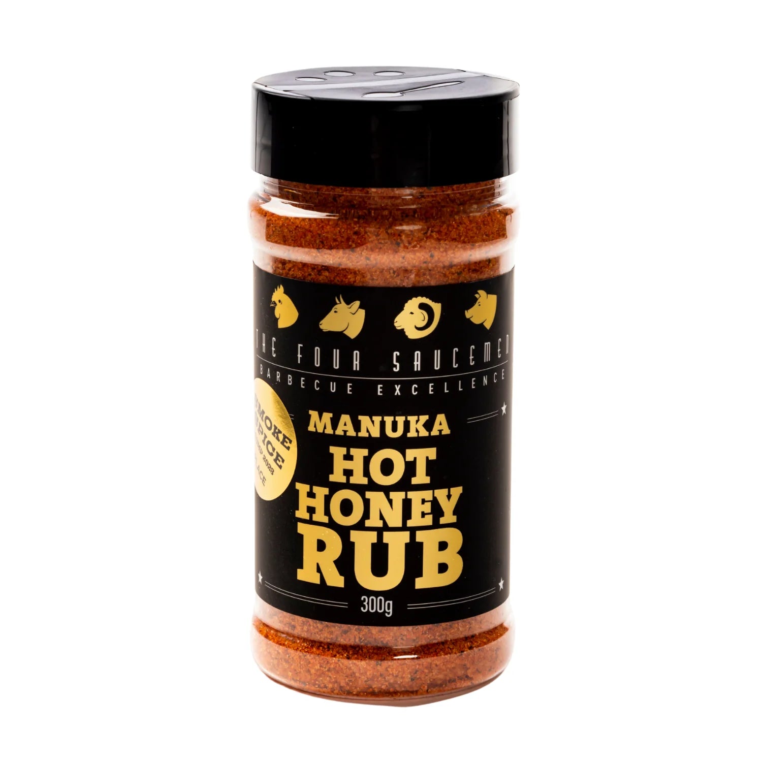 Manuka hot honey rub front label on white background