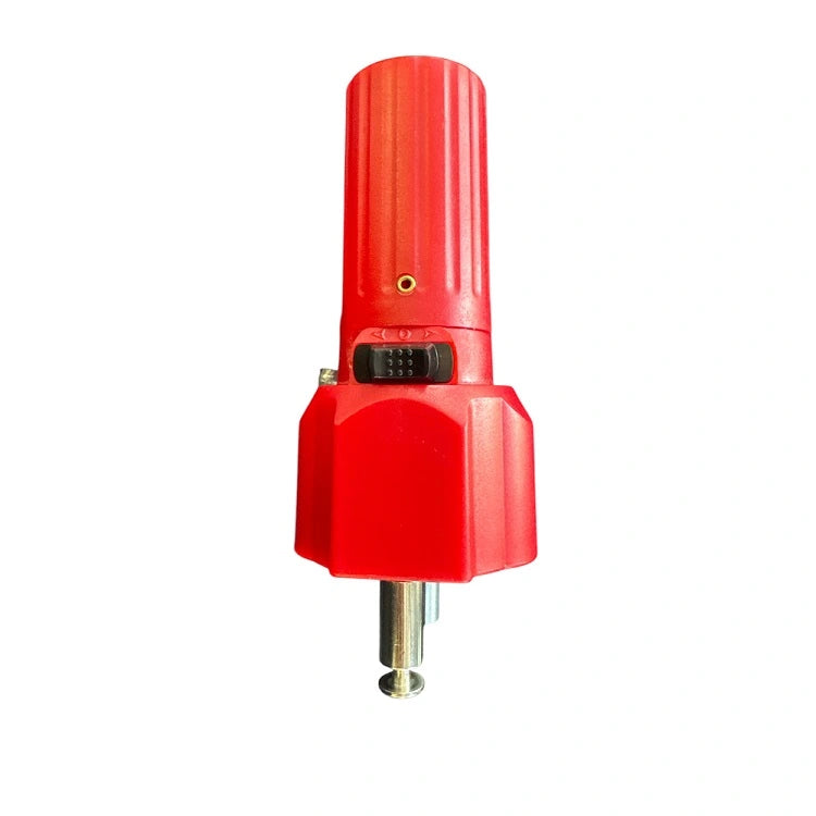 Front-facing image of red Cyprus grill battery rotisserie motor