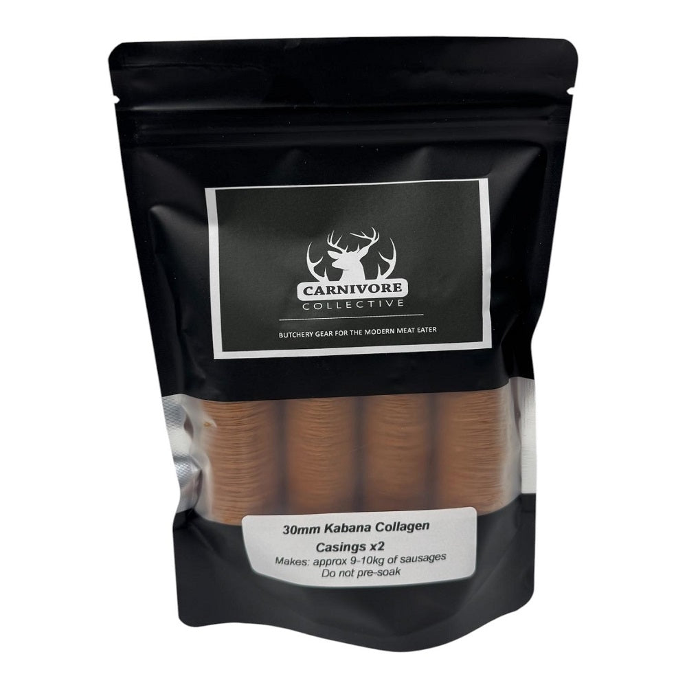 Carnivore Collective 30mm collagen kabana casings 2 pack in retail packaging
