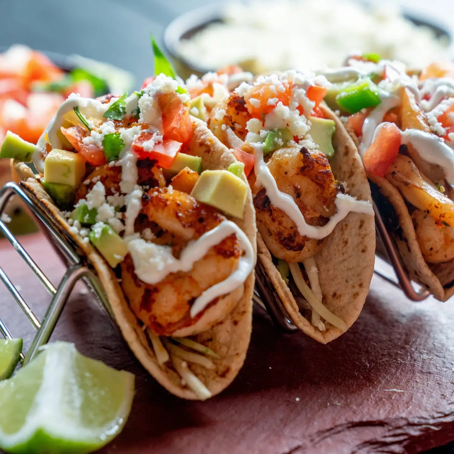 Chicken tacos seasoned with Carolina Smoke Creole seasoning with fresh lime and salsa