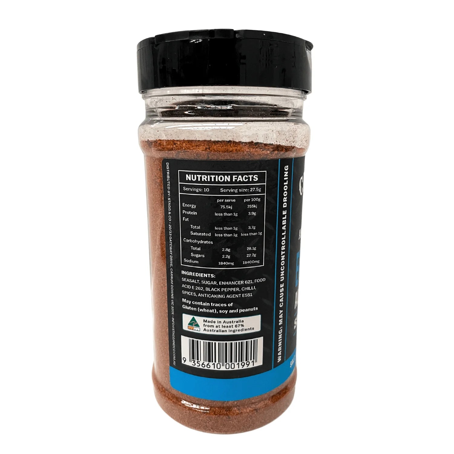 Carolina Smoke Everything Seasoning ingredients and nutrition panel 275g