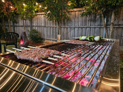 skewers on charcoal grill using mallee lump