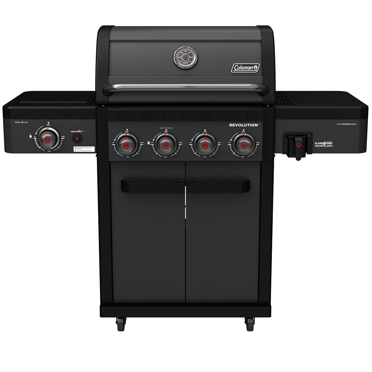 Coleman Revolution™ 4-Burner BBQ with Side Burner Matte Black