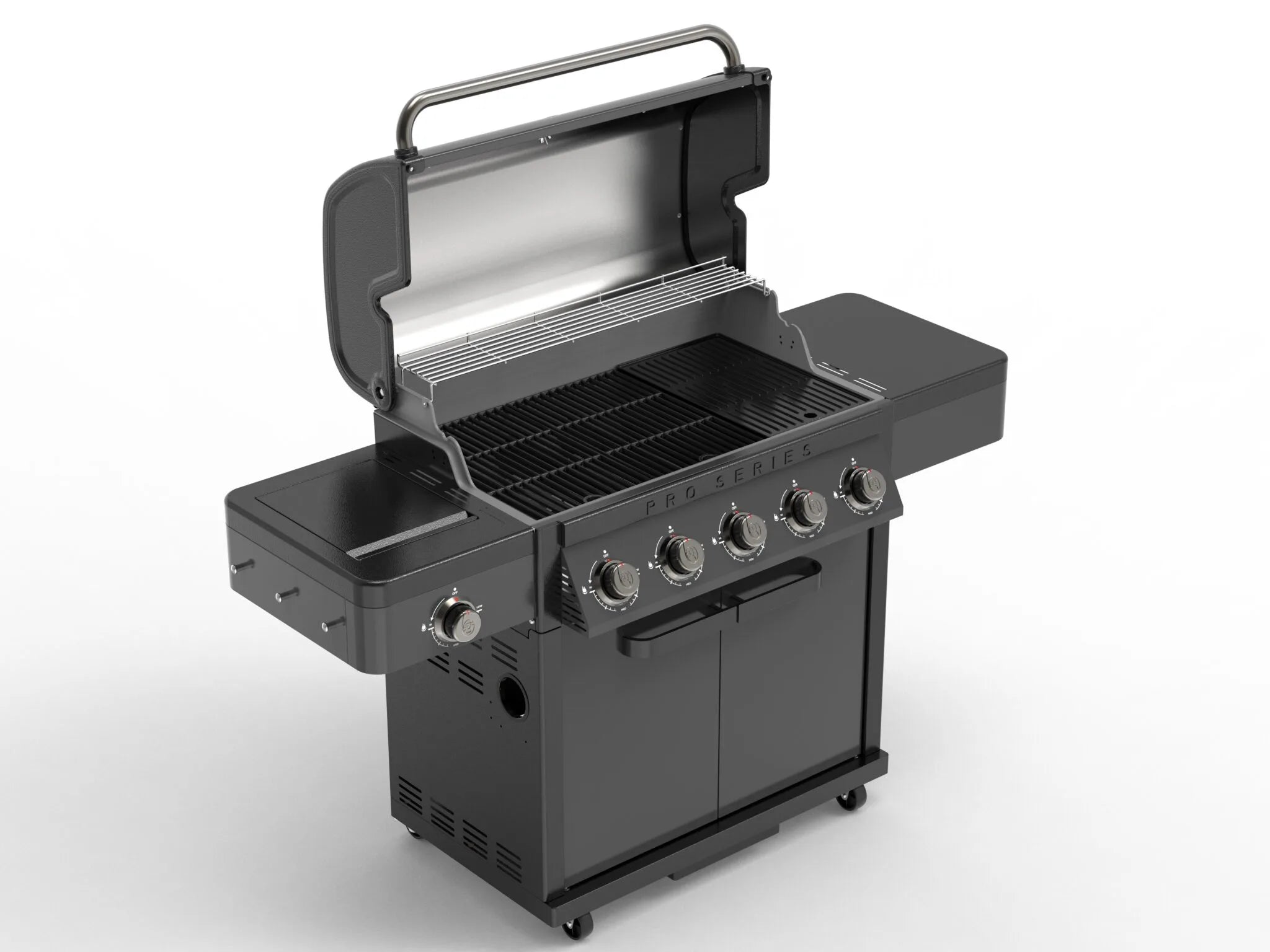 Coleman Pro Series BBQ with lid open showing cooking area