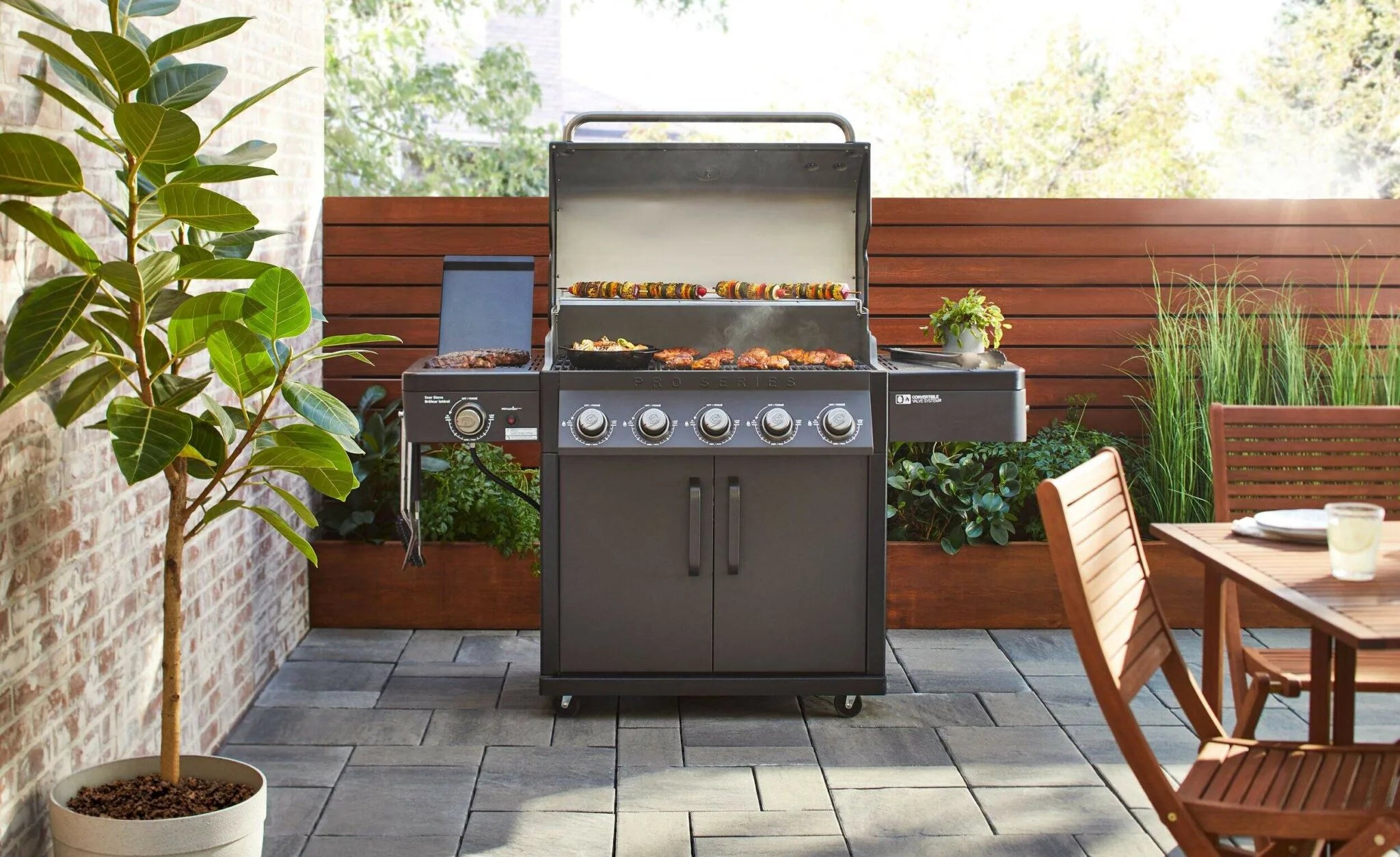 Coleman Pro Series BBQ set up in outdoor entertaining area