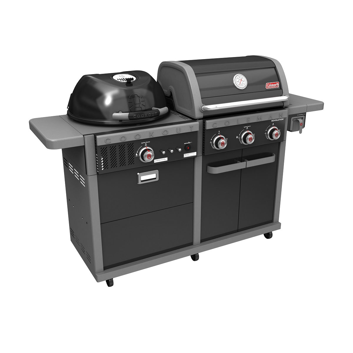 COLEMAN REVOLUTION DUAL FUEL BBQ - BLACK GLOSS | Gas & Charcoal BBQ