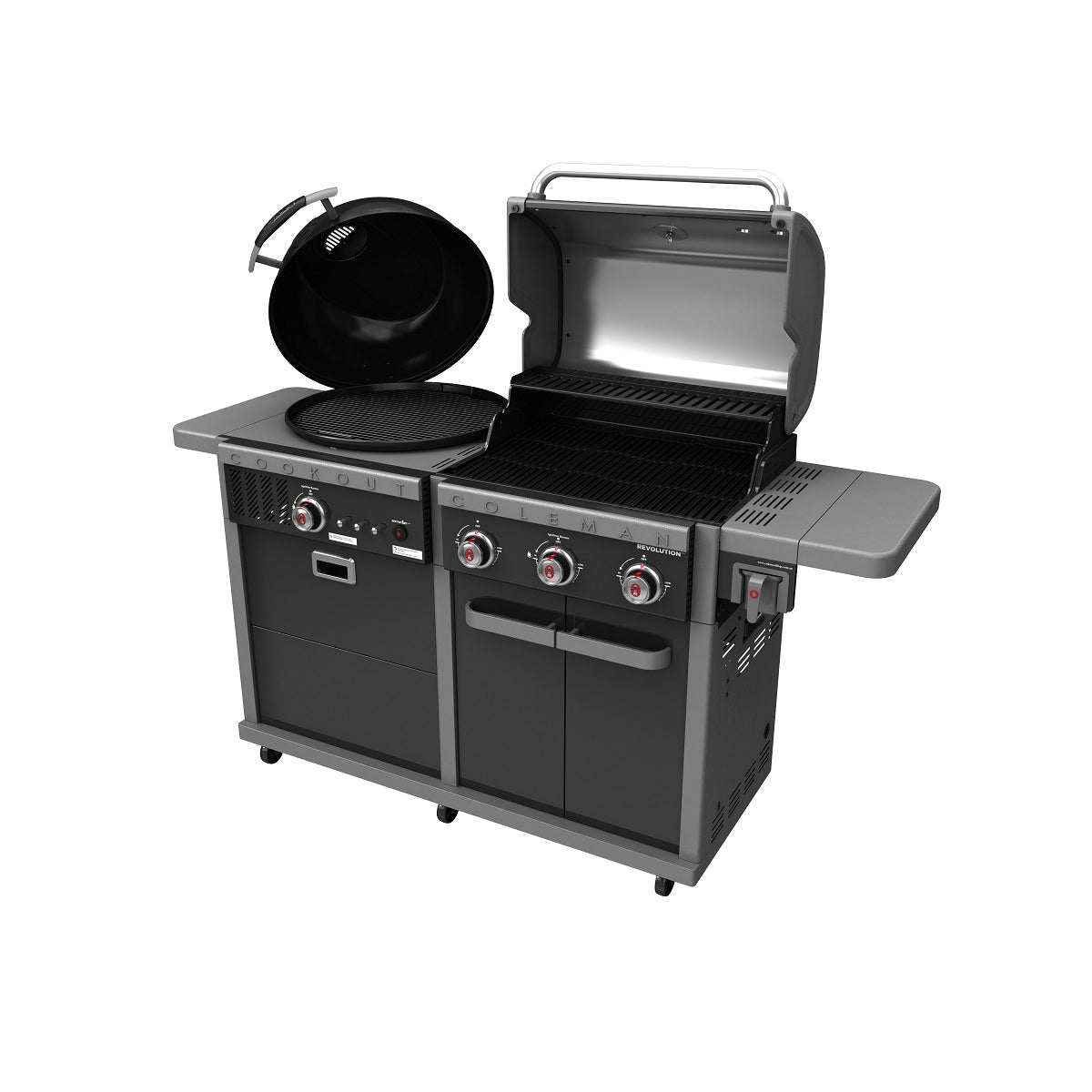 COLEMAN REVOLUTION DUAL FUEL BBQ - BLACK GLOSS | Gas & Charcoal BBQ