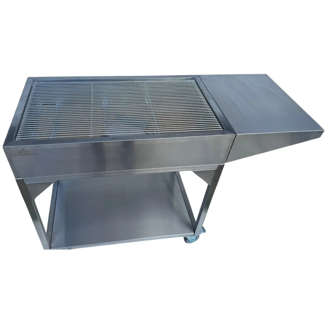 Family Barbecue HD charcoal BBQ grill top view with stainless steel cooking grate