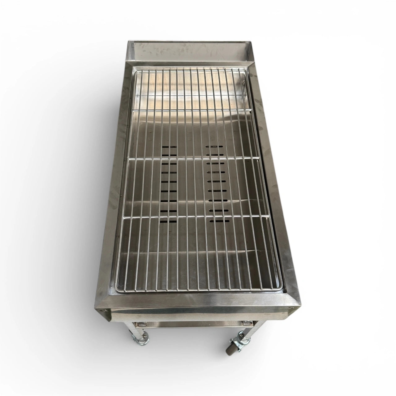 Top-down view of Family Portable BBQ showing stainless steel cooking grate
