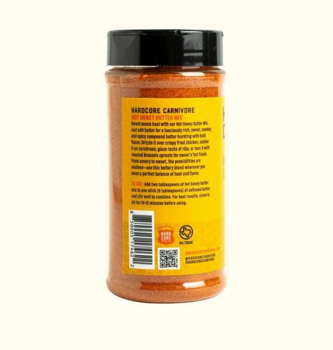 Back label of Hot Honey Butter Mix showing ingredients and usage instructions