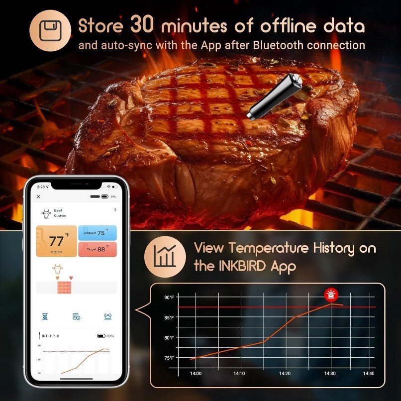 INKBIRD Bluetooth Meat Thermometer INT - 11P - B - Sydney BBQs and Rotisseries