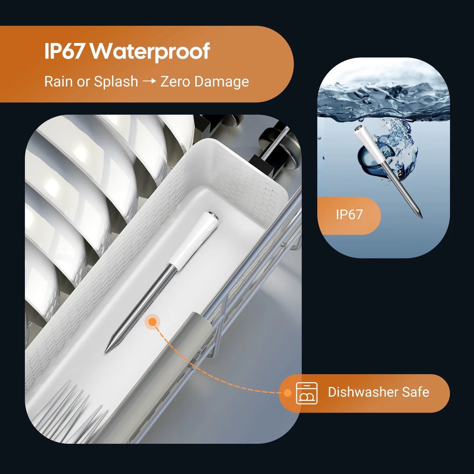 INKBIRD INT 11S B IP67 waterproof wireless meat thermometer probe