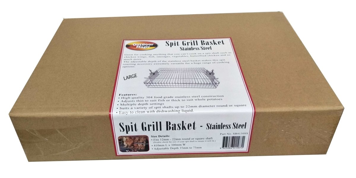 Large Spit Grill Basket - Stainless Steel - Sydney BBQs and Rotisseries