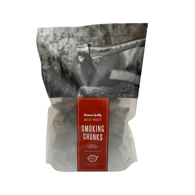 2kg bag of mallee smoking wood chunks on a white background