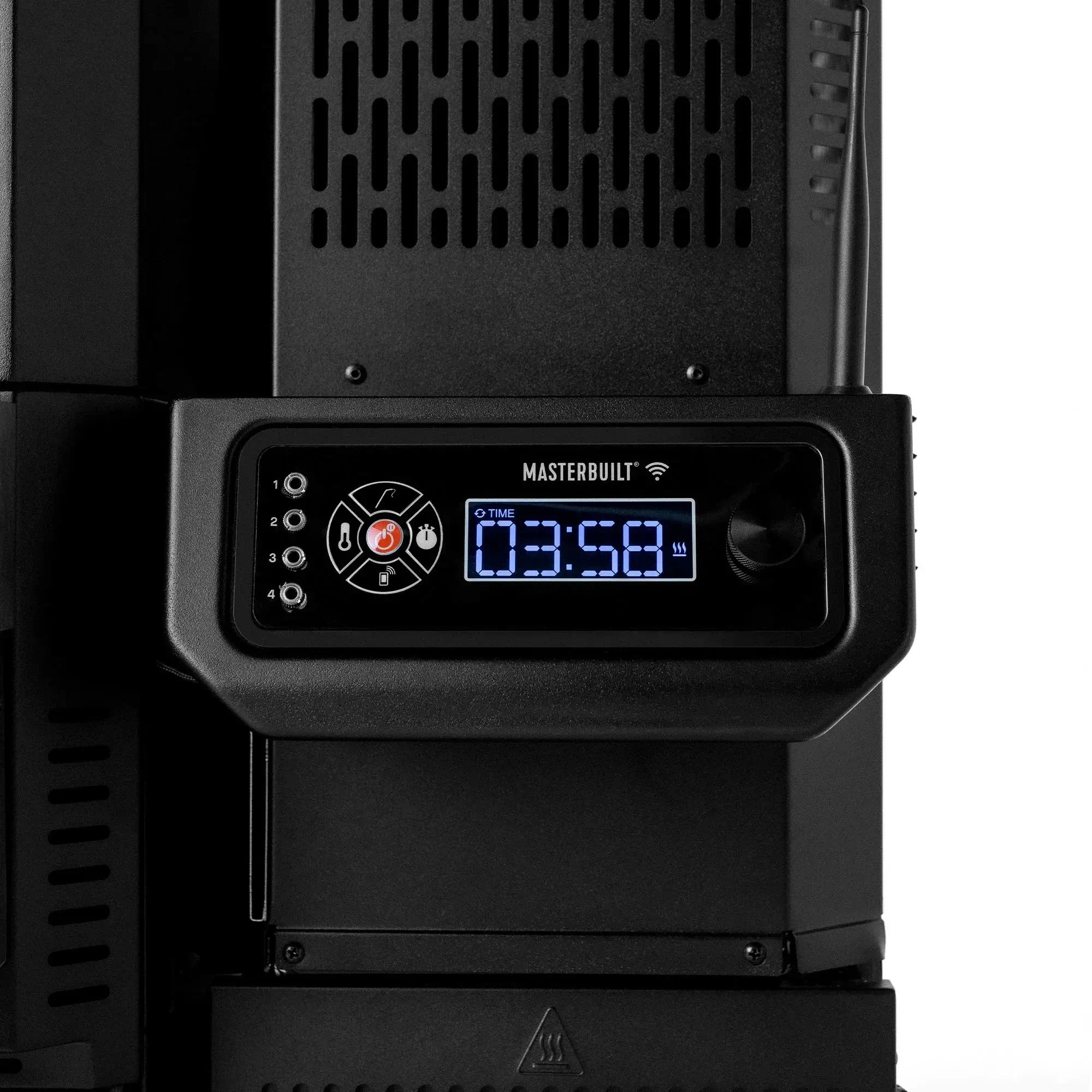 Digital temperature control panel on the Masterbuilt Gravity Series 1150 charcoal BBQ