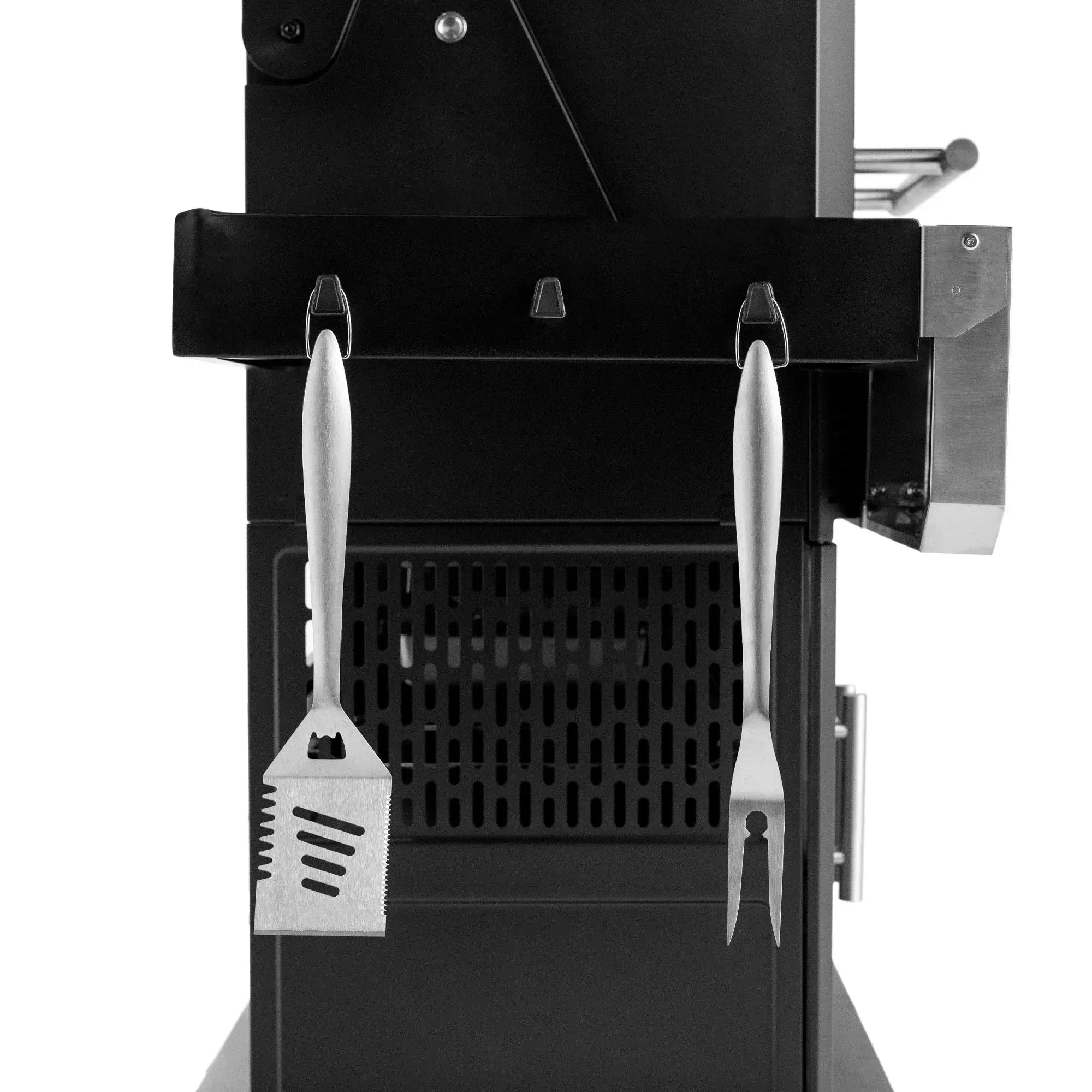 BBQ tool hooks and side storage area on the Masterbuilt Gravity Series 1150