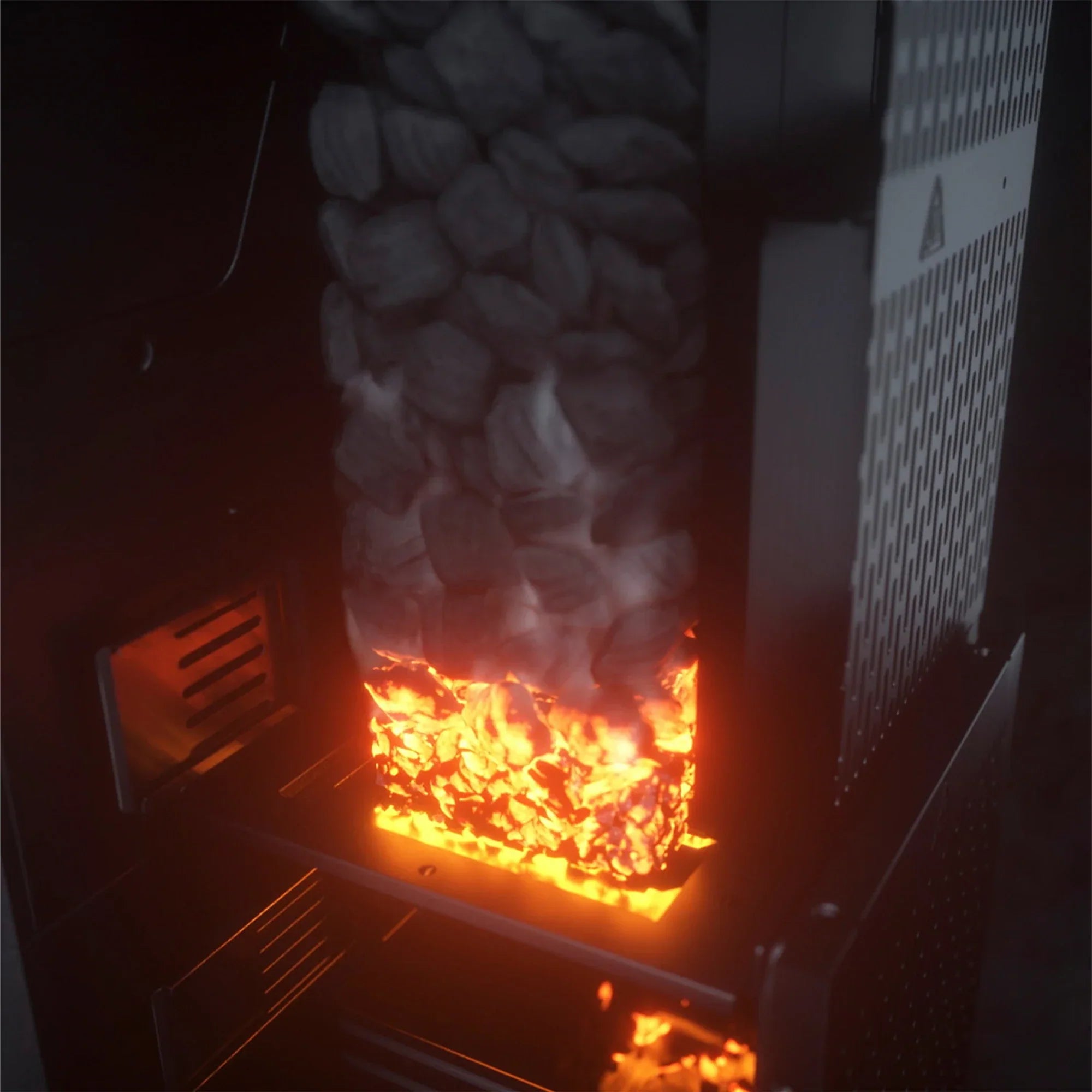 GravityFed charcoal hopper feeding charcoal into the firebox on the Masterbuilt Gravity Series 600