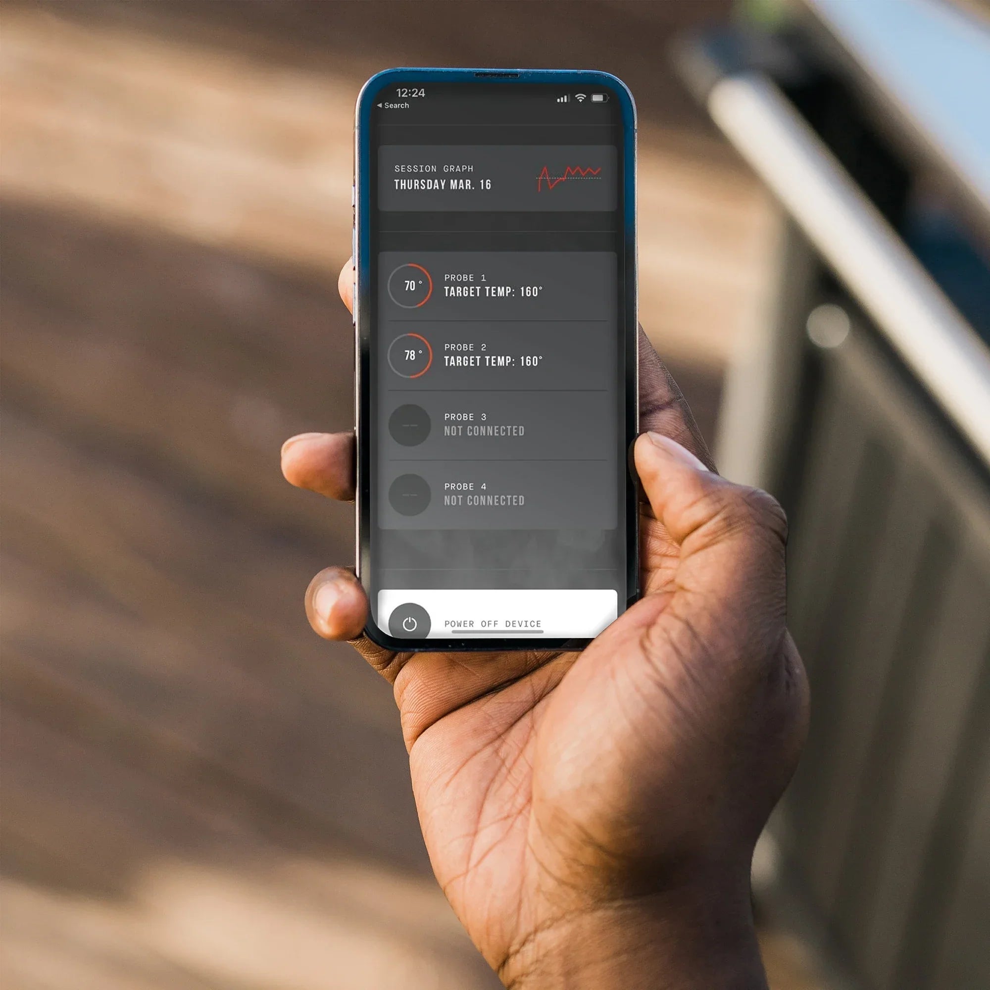 Masterbuilt App controlling the Gravity Series XT Digital Charcoal BBQ remotely using WiFi and smartphone temperature monitoring.