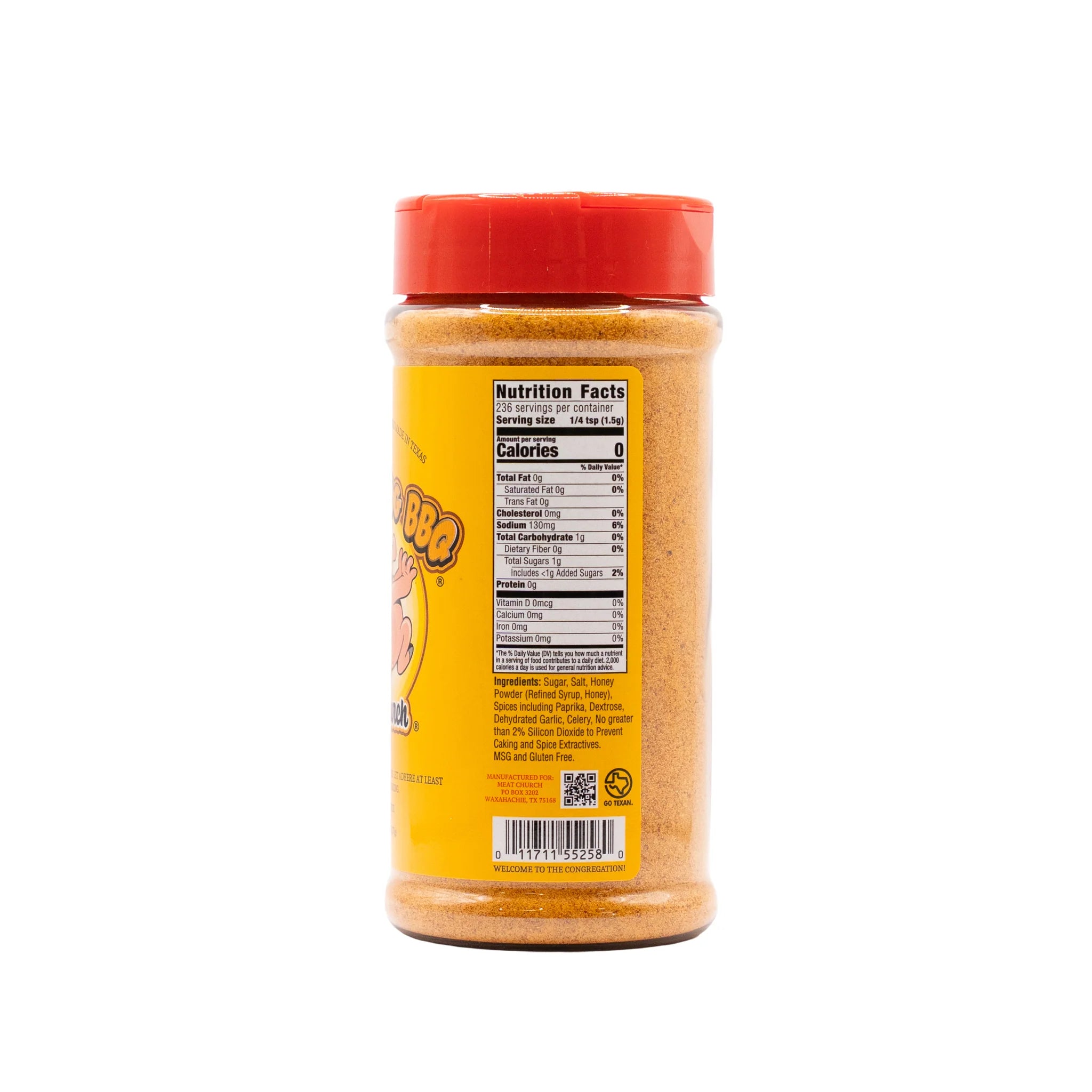 Meat Church Honey Hog BBQ Rub 354g pork rib rub side view