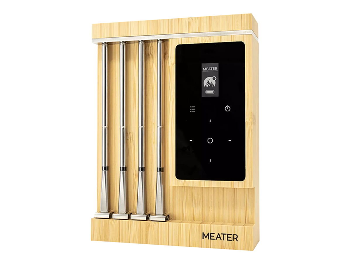 MEATER Pro XL four-probe thermometer dock shown from an angle