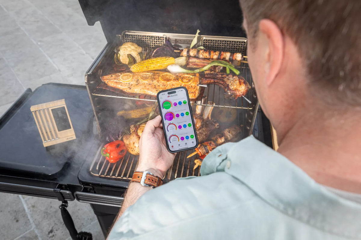 MEATER Pro XL meat thermometer probes in use while cooking