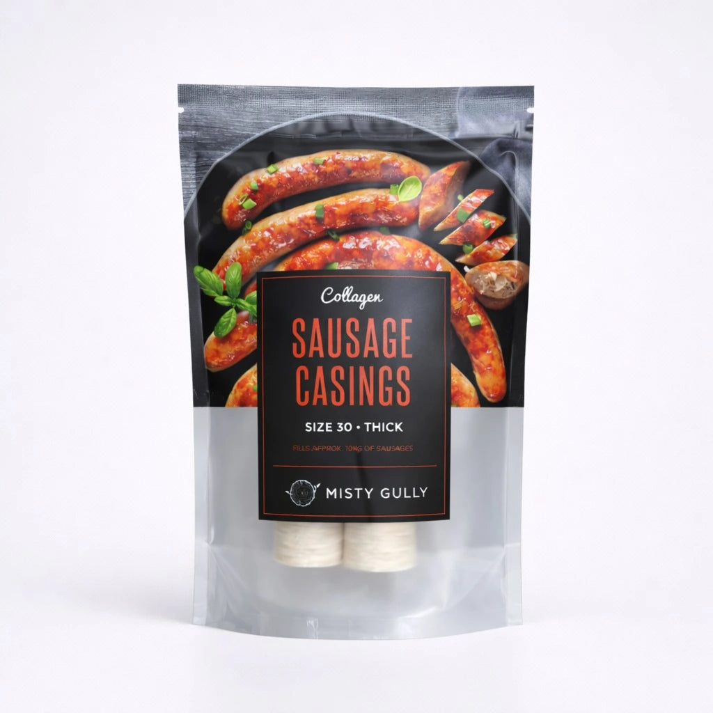 Misty Gully Collagen Sausage Casings Size 30 thick casings for homemade sausages