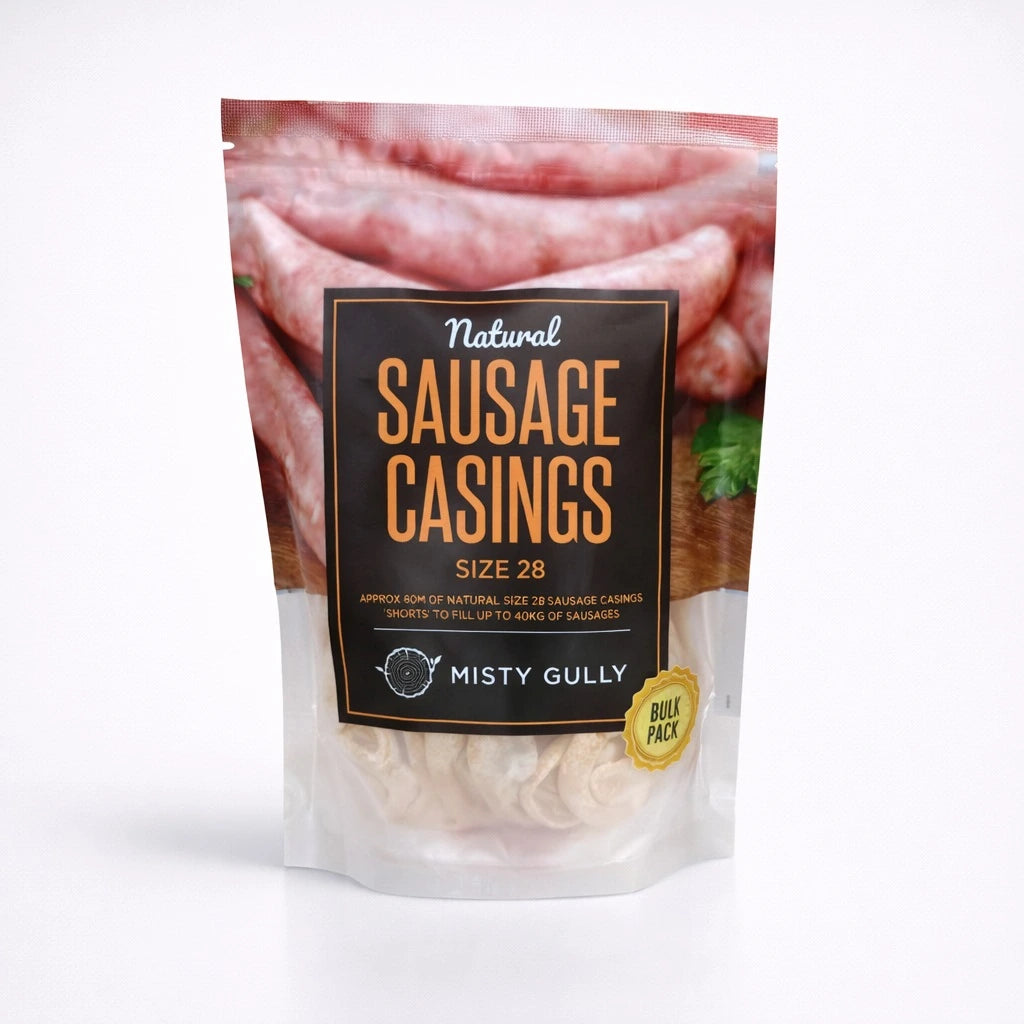 Misty Gully Natural Sausage Casings Size 28 bulk pack for homemade BBQ sausages