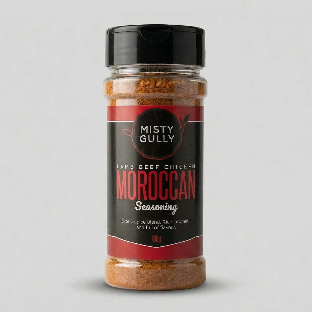 Misty Gully Moroccan Seasoning 180g shaker bottle for lamb beef and chicken dishes