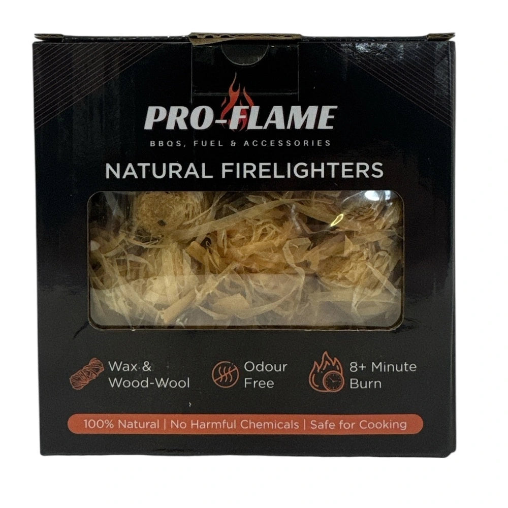 Natural wood wool firelighters in cardboard packaging – 20 pack for BBQs and camping