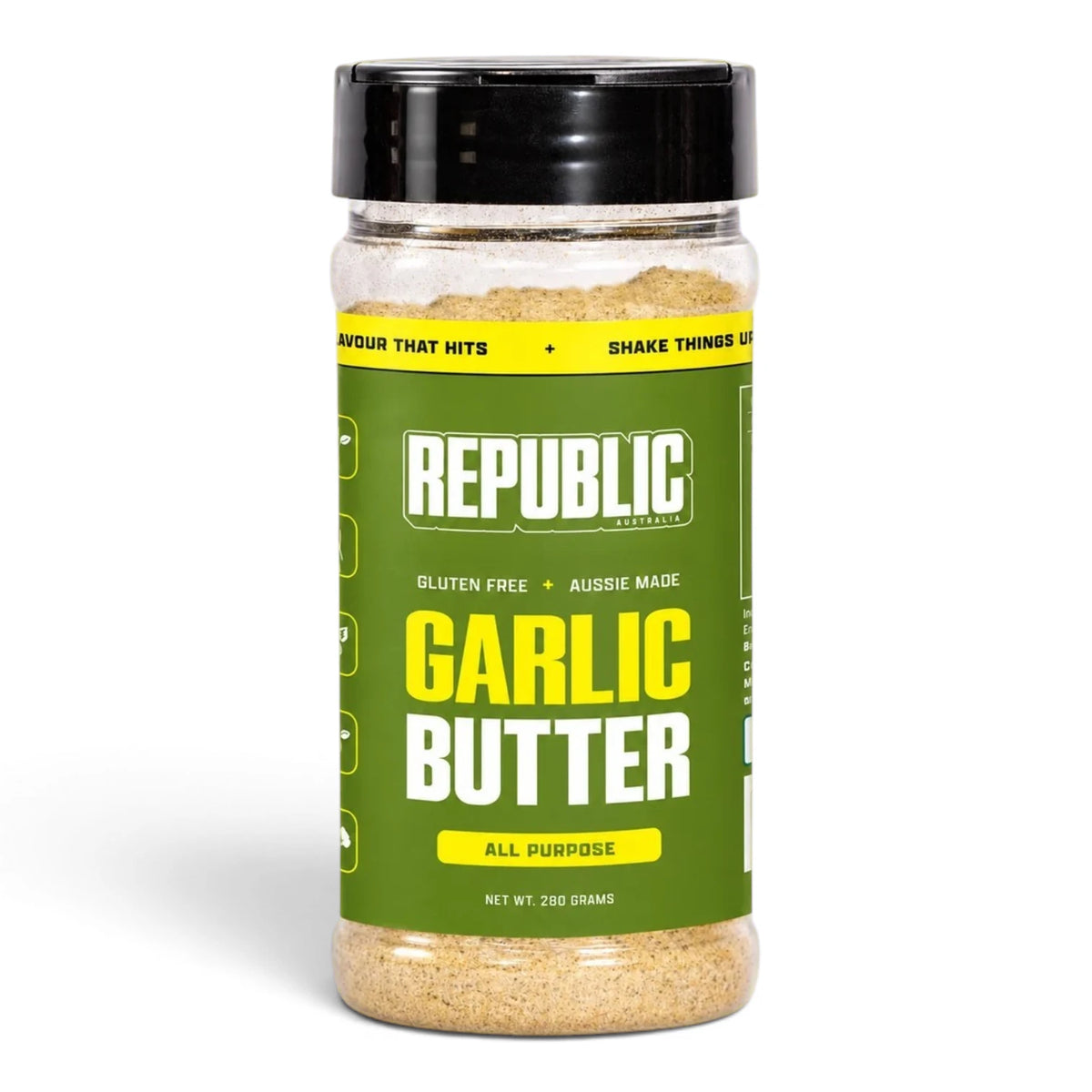 Republic Garlic Butter All Purpose Seasoning jar on a white background