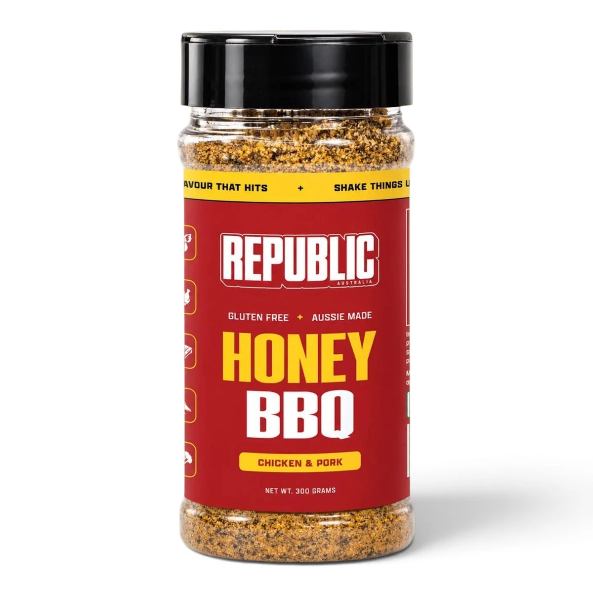 Republic Honey BBQ Chicken and Pork Seasoning jar on a white background