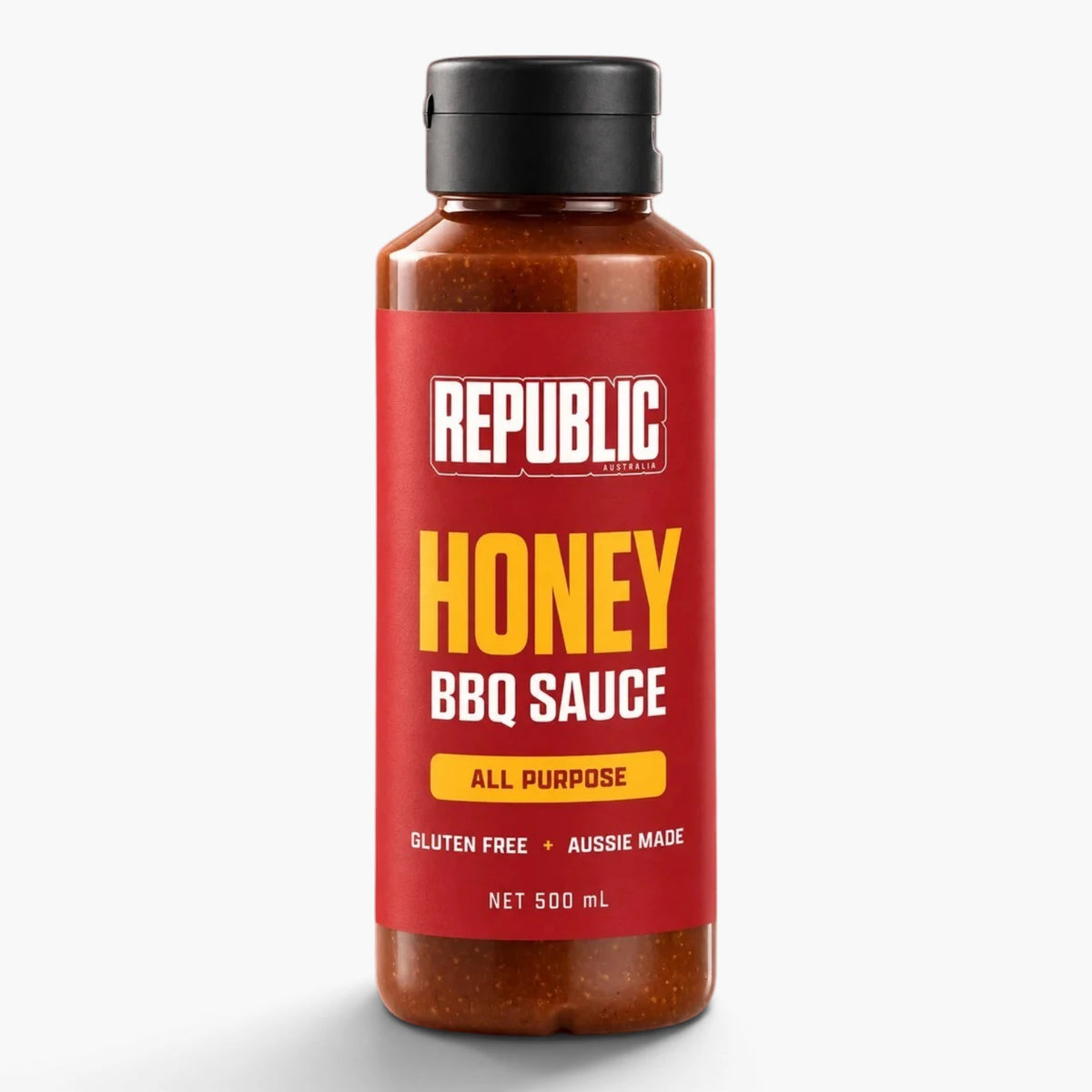 Republic Australia Honey BBQ Sauce 500ml bottle on a white background