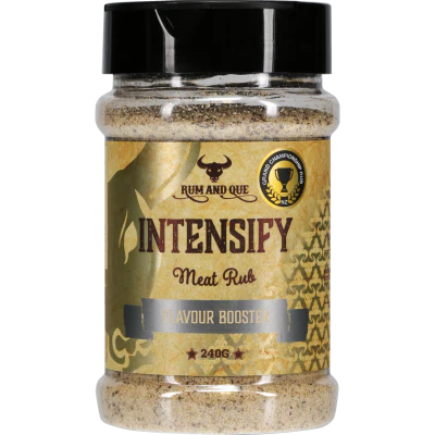 Rum and Que Intensify BBQ rub 240g all purpose seasoning jar