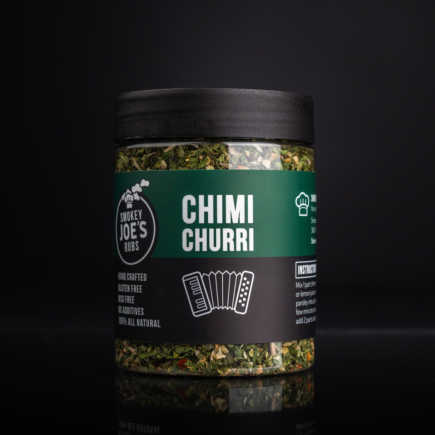Smokey Joe's Chimichurri seasoning jar – all-natural herb blend for BBQs
