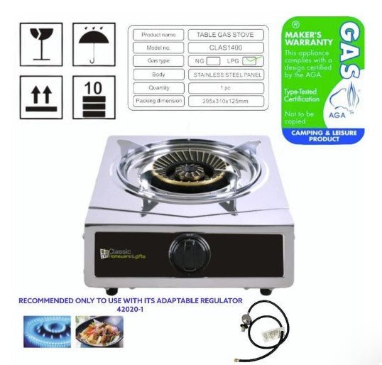 Stainless Steel Gas Stove Single Burner - Sydney BBQs and Rotisseries